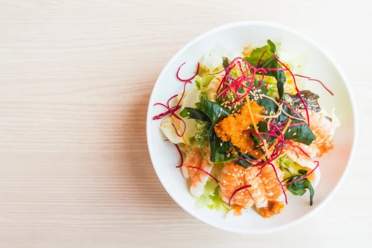 Grilled shrimp and mango ensaladang talong — Filipino eggplant salad with tropical flavor