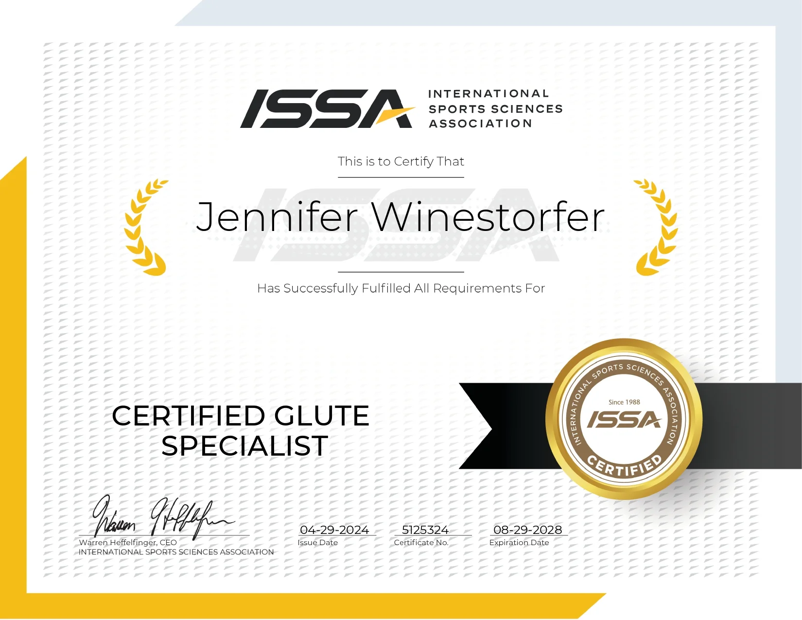 ISSA Certified Glute Specialist - certification badge — JenCalling